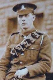 Gunner James Muir at Maryhill Barracks, on Winston, 1916.